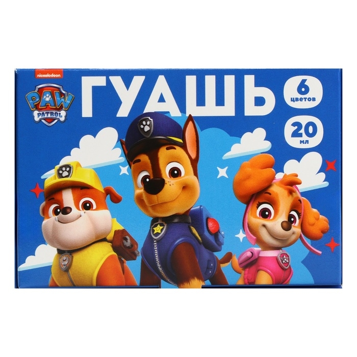 Гуашь 6 цветов по 20 мл, Щенячий патруль Гуашь 6 цветов по 20 мл, Щенячий патруль