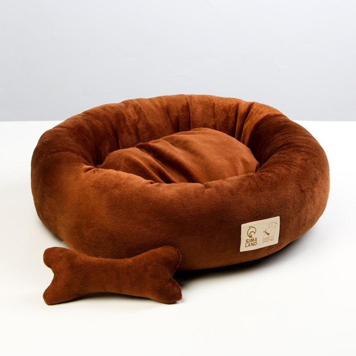 Лежанка с косточкой, 45х35х11 см, коричневая Лежанка с косточкой, 45х35х11 см, коричневая