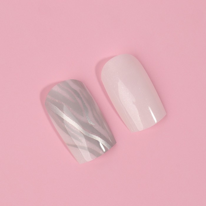 Накладные ногти «Zebra», 24 шт, с клеевыми пластинами, форма мягкий квадрат, цвет белый/серебристый Накладные ногти «Zebra», 24 шт, с клеевыми пластинами, форма мягкий квадрат, цвет белый/серебристый