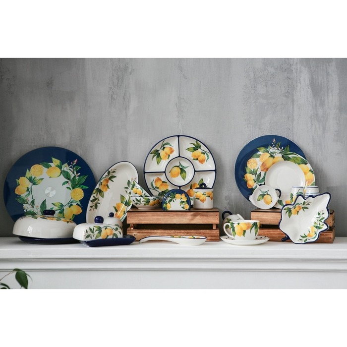 Менажница 5 ячеек Доляна «Лимон», d=26 см, цвет белый Менажница 5 ячеек Доляна «Лимон», d=26 см, цвет белый