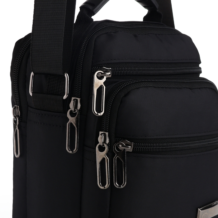 Сумка мужская на молниях, 3 наружных кармана, цвет чёрный Сумка мужская на молниях, 3 наружных кармана, цвет чёрный