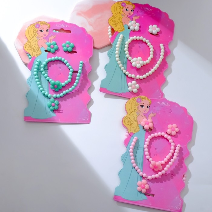 Набор детский «Выбражулька» 3 предмета: клипсы, кулон, браслет, цветок ромашки, цвета МИКС Набор детский «Выбражулька» 3 предмета: клипсы, кулон, браслет, цветок ромашки, цвета МИКС