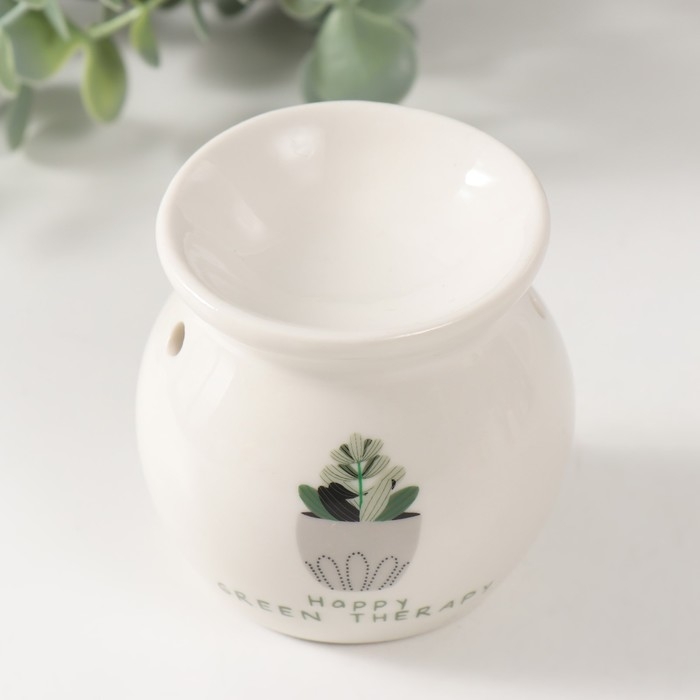 Аромалампа керамика Аромалампа керамика "Цветок в горшке" белая 7,2х7,2х7,8 см