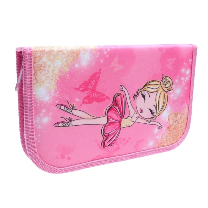 Пенал 1 секция, 130 х 210 х 40 мм, 2 откидные планки, тканевый, Calligrata TOP, Content Пенал 1 секция, 130 х 210 х 40 мм, 2 откидные планки, тканевый, Calligrata TOP, Content "Балерина"