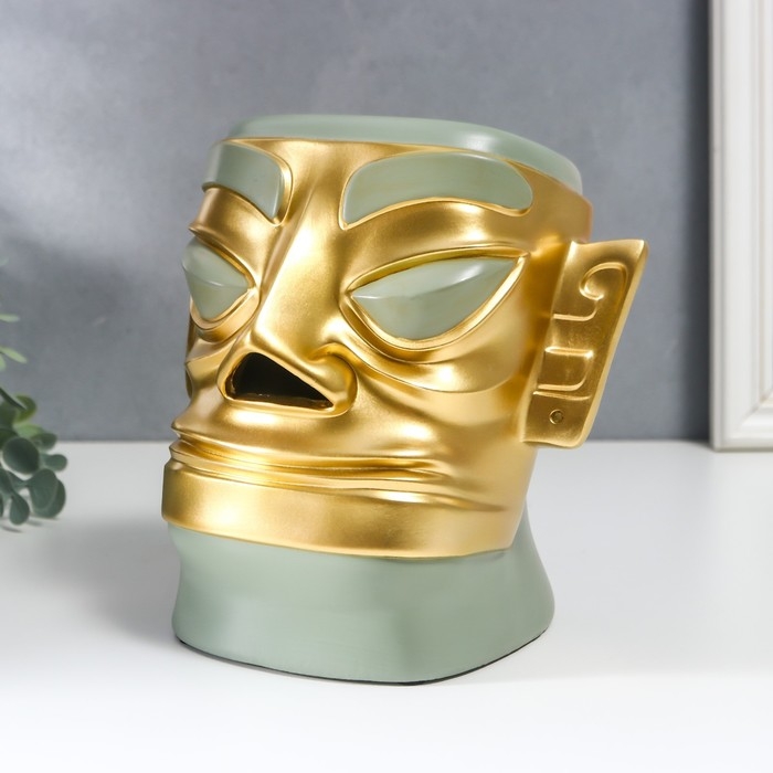 Сувенир полистоун салфетница  Сувенир полистоун салфетница "Абориген с острым носом" зелёно-золотой 19х12х20 см