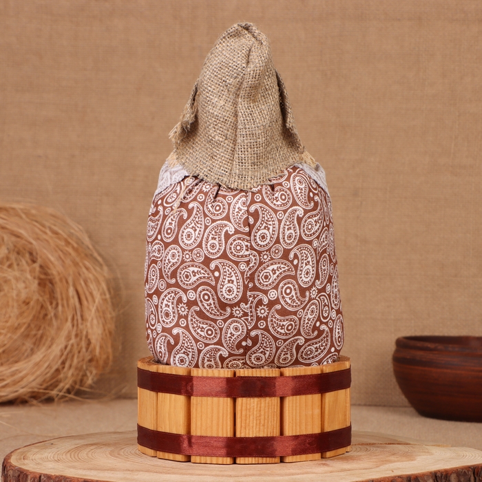 Домовой-копилка Домовой-копилка "Афанасий с лукошком", на бочке, 28х15х12 см