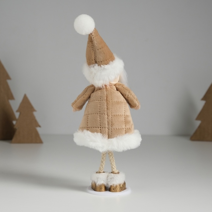 Сувенир текстиль  Сувенир текстиль "Дед Мороз в бежевой шубке" 6,8х7х18,5 см