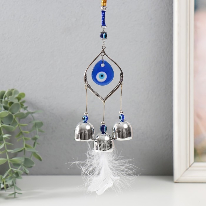 Музыка ветра металл, пластик Музыка ветра металл, пластик "От сглаза с пером" 3 колокольчика 38х5,5х2,8 см