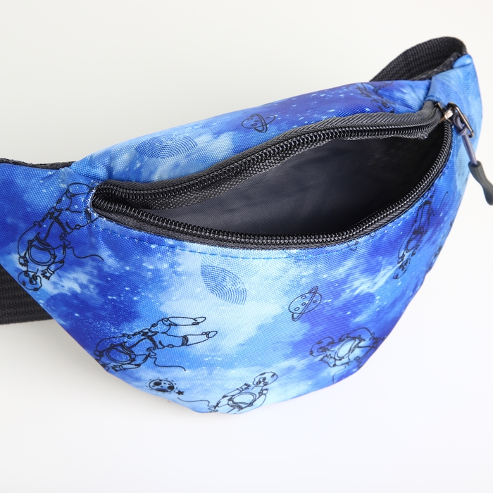 Сумка поясная детская на молнии, цвет синий
