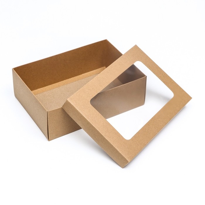 Коробка подарочная складная, упаковка, крышка-дно, с окном, крафт, 24 х 17 х 8 см Коробка подарочная складная, упаковка, крышка-дно, с окном, крафт, 24 х 17 х 8 см