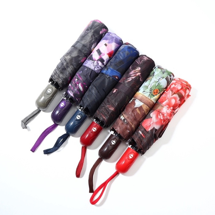 Зонт автоматический «Olivia», эпонж, 3 сложения, 8 спиц, R = 47/55 см, D = 110 см, цвет МИКС Зонт автоматический «Olivia», эпонж, 3 сложения, 8 спиц, R = 47/55 см, D = 110 см, цвет МИКС