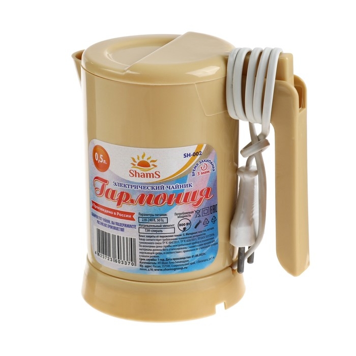 Чайник электрический ShamS SH-002 Гармония, 0.5 л, пластик, 800 Вт, бежевый Чайник электрический ShamS SH-002 Гармония, 0.5 л, пластик, 800 Вт, бежевый