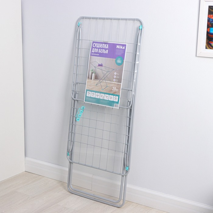 Сушилка для белья напольная складная, рабочая длина 20 м, высота от пола 95 см, ширина 54 см, цвет серый, ножки МИКС Сушилка для белья напольная складная, рабочая длина 20 м, высота от пола 95 см, ширина 54 см, цвет серый, ножки МИКС