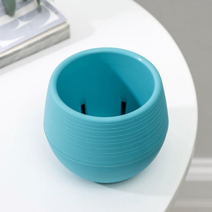 Горшок для цветов с поддоном «Япония», 125 мл, d=8 см, h=6,5 см, цвет бирюзовый Горшок для цветов с поддоном «Япония», 125 мл, d=8 см, h=6,5 см, цвет бирюзовый