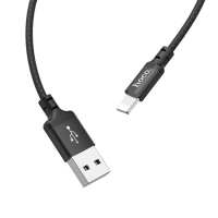 Кабель Hoco X14, Lightning - USB, 2 А, 2 м, быстрая зарядка, оплётка нейлон, чёрный