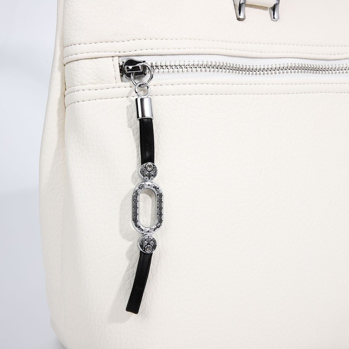 Сумка-тоут на молнии, 2 наружных кармана, цвет белый