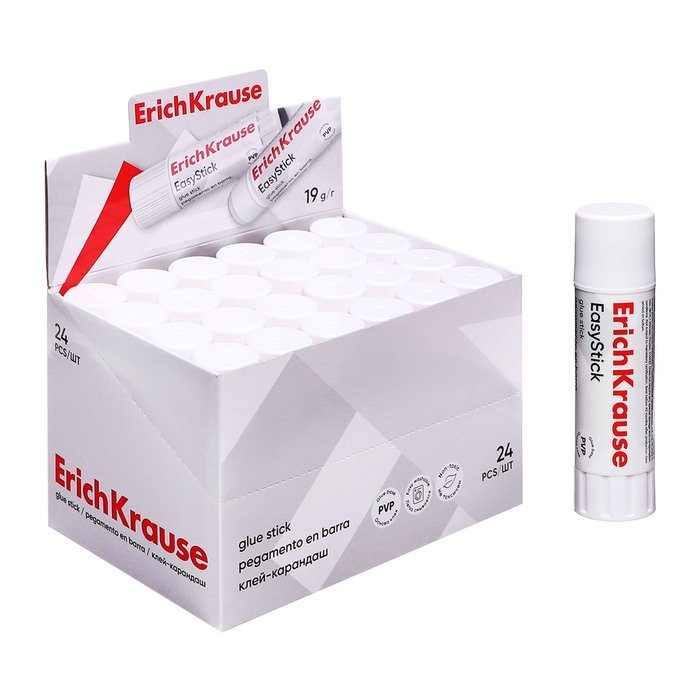 Клей-карандаш ErichKrause Standard, 19 г, быстрое склеивание Клей-карандаш ErichKrause Standard, 19 г, быстрое склеивание