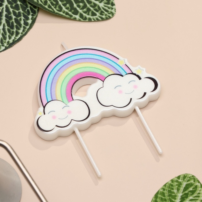 Свеча для торта  Свеча для торта "Радужные облака", разноцветная