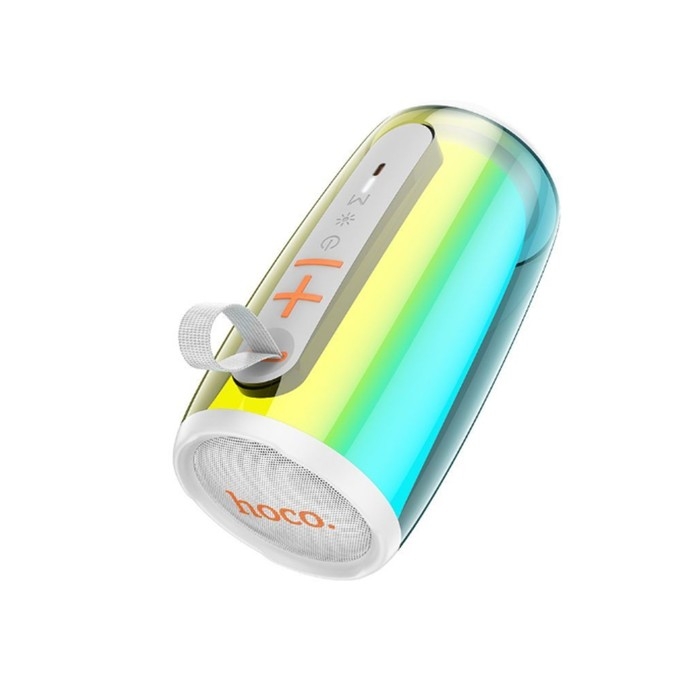 Портативная колонка Hoco HC18, 10 Вт, BT 5.1, FM, AUX, RGB-подсветка, 2000 мАч, белая Портативная колонка Hoco HC18, 10 Вт, BT 5.1, FM, AUX, RGB-подсветка, 2000 мАч, белая