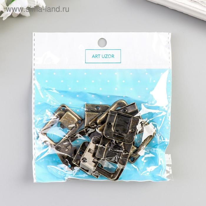 Замок металл для шкатулки бронза + гвозд. набор 5 шт 3,6х2,5 см Замок металл для шкатулки бронза + гвозд. набор 5 шт 3,6х2,5 см