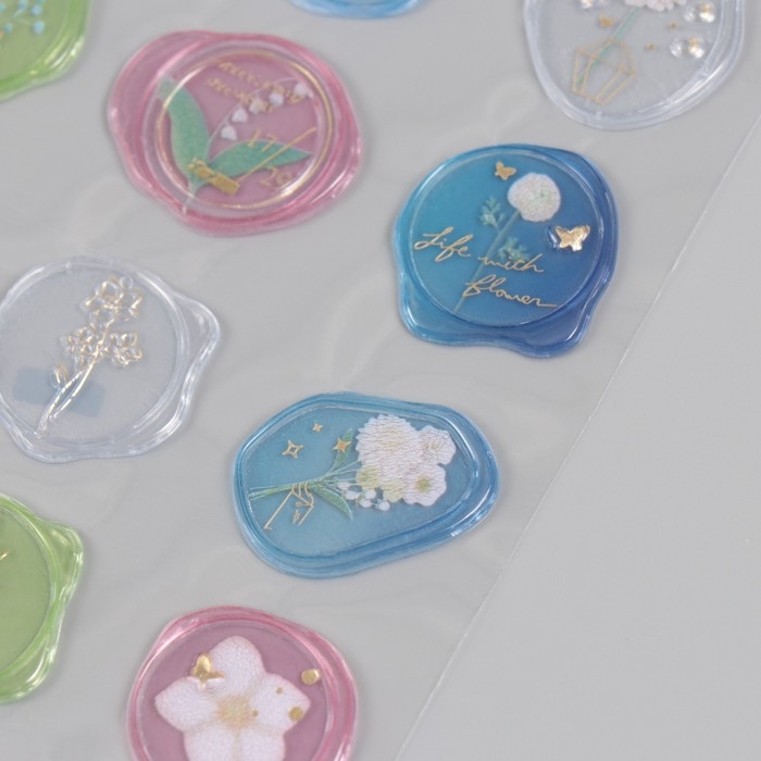 Наклейки для творчества пластик Наклейки для творчества пластик "Цветные цветочные богатства" 9,3х20,4 см