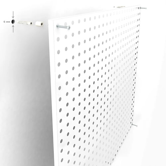 Настенная перфорированная панель односторонняя 60×0,6×180 см, шаг 2,5 см, цвет чёрный