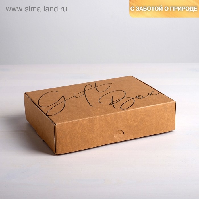 Коробка подарочная складная крафтовая, упаковка, «Gift box», 21 х 15 х 5 см Коробка подарочная складная крафтовая, упаковка, «Gift box», 21 х 15 х 5 см