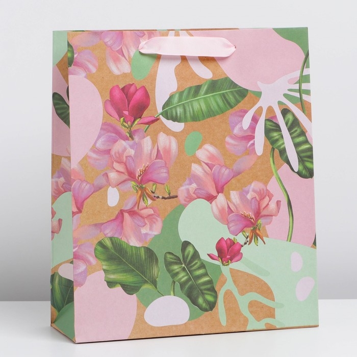 Пакет подарочный крафтовый вертикальный, упаковка, «Нежность», M 26 х 30 х 9 см Пакет подарочный крафтовый вертикальный, упаковка, «Нежность», M 26 х 30 х 9 см