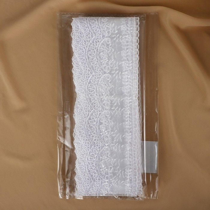 Кружево на сетке, 95 мм × 11 ± 1 м, цвет белый Кружево на сетке, 95 мм × 11 ± 1 м, цвет белый