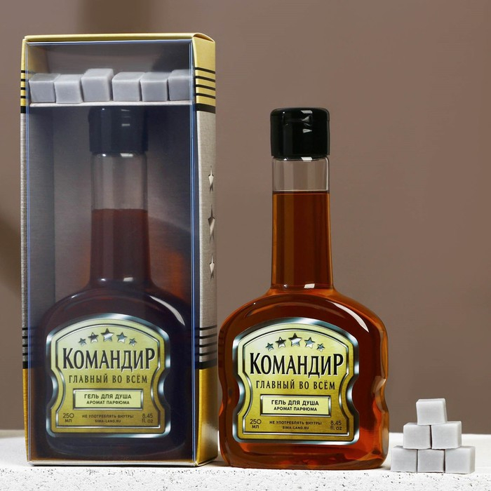 Новогодний подарочный набор косметики «Командир», гель для душа во флаконе коньяка 250 мл и мыло для рук 25 г , Новый Год Новогодний подарочный набор косметики «Командир», гель для душа во флаконе коньяка 250 мл и мыло для рук 25 г , Новый Год