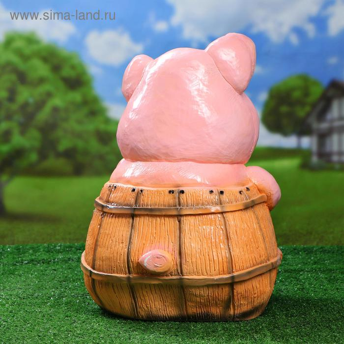 Садовая фигура  Садовая фигура "Поросенок банщик" розовый 32х42см