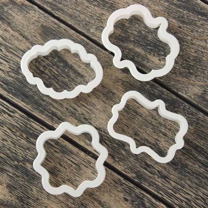 Набор форм для печенья Доляна &laquo;Рамки&raquo;, 4 шт: 9&times;7,5 / 8,7&times;6,6 / 8&times;9 / 8,5&times;6,5 см, цвет белый