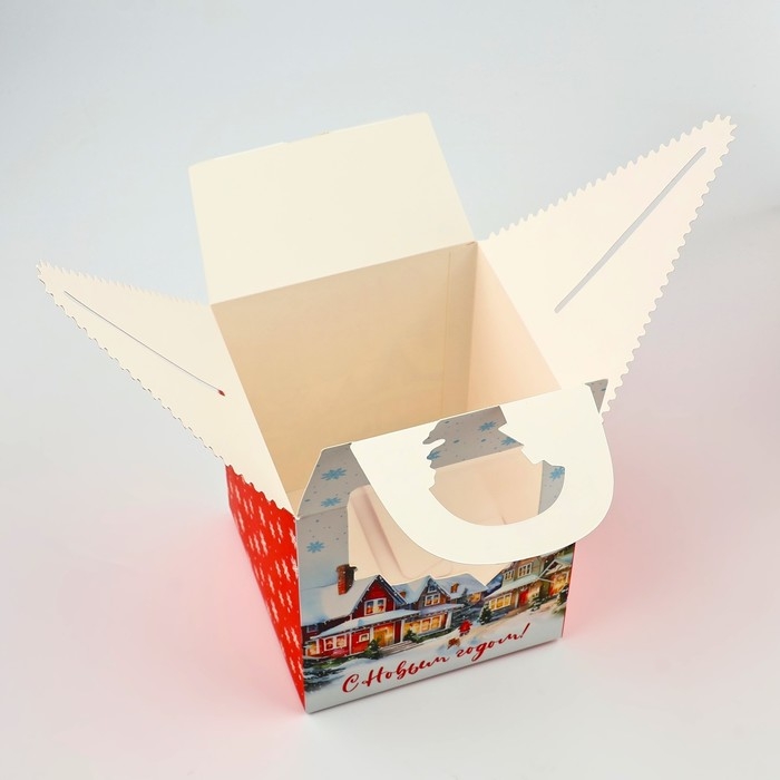 Коробка новогодняя складная «Город» 14 х 16 х 14 см, Новый год Коробка новогодняя складная «Город» 14 х 16 х 14 см, Новый год