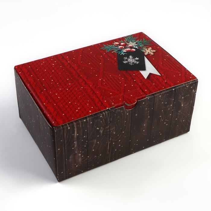 Коробка подарочная новогодняя складная «Тепла и уюта», 22 х 15 х 10 см, Новый год Коробка подарочная новогодняя складная «Тепла и уюта», 22 х 15 х 10 см, Новый год