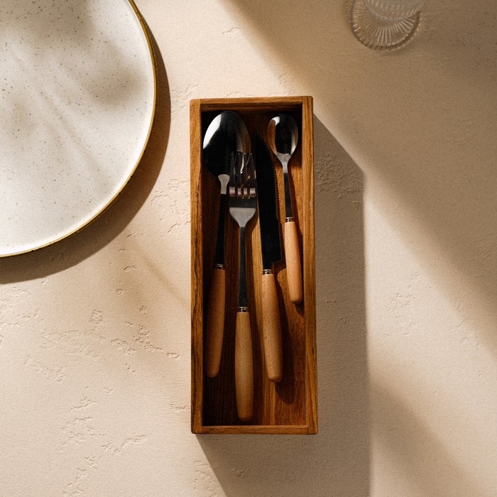 Подставка из дуба для столовых приборов и специй Sima-Land Home, 27×10×5 см Подставка из дуба для столовых приборов и специй Sima-Land Home, 27×10×5 см