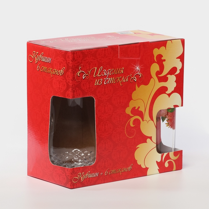 Набор стеклянный для напитков, 7 предметов: кувшин 1,5 л, стаканы 230 мл, МИКС Набор стеклянный для напитков, 7 предметов: кувшин 1,5 л, стаканы 230 мл, МИКС