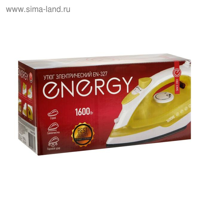 Утюг ENERGY EN-327, 1600 Вт, тефлоновая подошва, 170 мл, бело-жёлтый Утюг ENERGY EN-327, 1600 Вт, тефлоновая подошва, 170 мл, бело-жёлтый