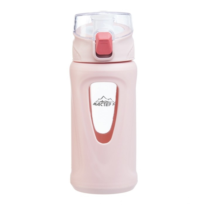 Бутылка для воды, 400 мл, 19.5 х 7 х 5.2 см, стеклянная, розовая Бутылка для воды, 400 мл, 19.5 х 7 х 5.2 см, стеклянная, розовая