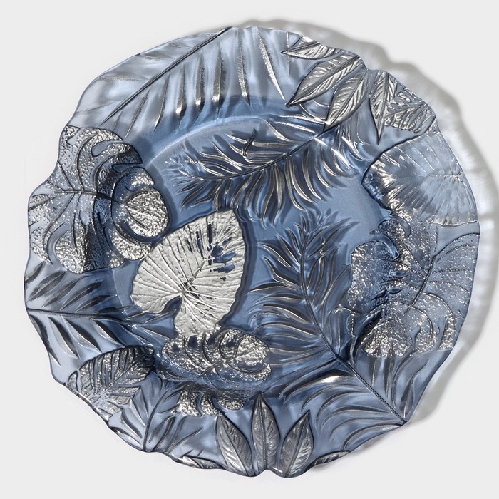 Тарелка стеклянная «Арабис», d=21,5 см, цвет голубой Тарелка стеклянная «Арабис», d=21,5 см, цвет голубой