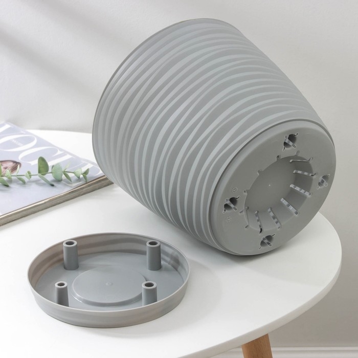 Горшок с поддоном &laquo;Дюна&raquo;, 5,5 л, цвет серый