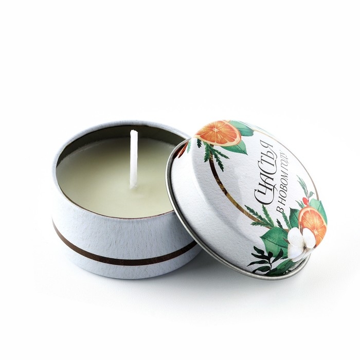 Свеча новогодняя в железной банке «Новый год: Счастья«Новый год: аромат апельсин, 4.8 см Свеча новогодняя в железной банке «Новый год: Счастья«Новый год: аромат апельсин, 4.8 см