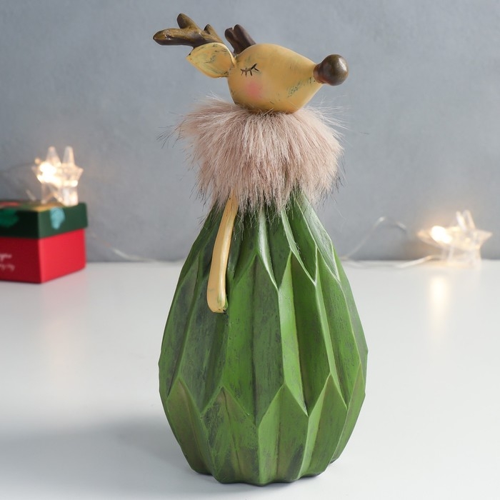 Сувенир полистоун Сувенир полистоун "Оленёнок - девочка в геометрическом платье с сердечком" 9х8,5х18 см