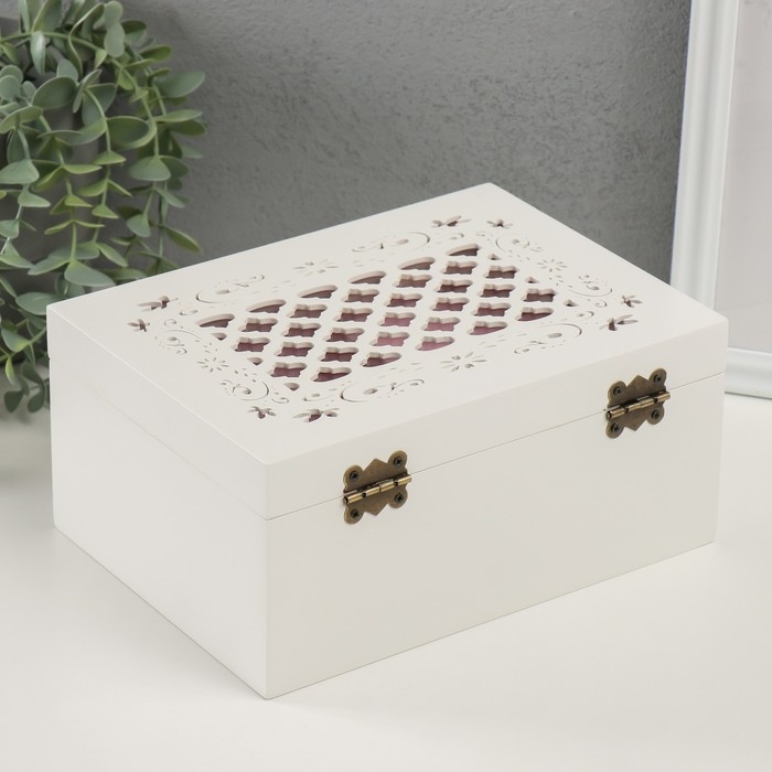 Шкатулка дерево для украшений  Шкатулка дерево для украшений "Белоснежная" 22х16х10 см