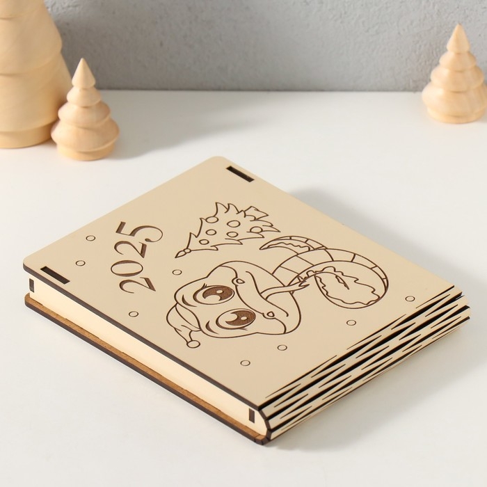 Новогодняя шкатулка "Змея с ёлочкой" 15х12х2 см