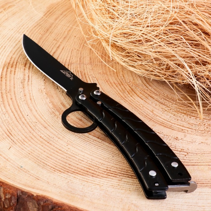 Нож-бабочка Нож-бабочка "Калиго", Мастер К, лезвие с прямым обухом 7см, рукоять с волнами 9см