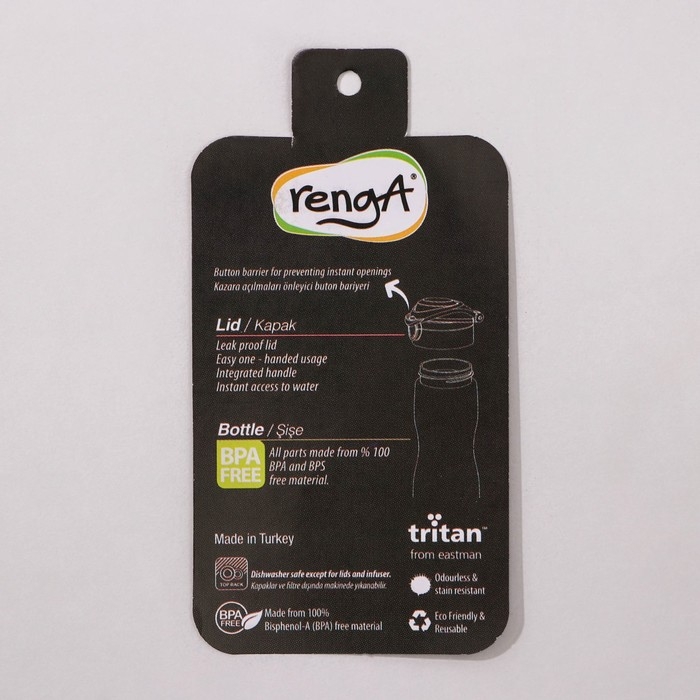 Бутылка «Строгость», 600 мл, 6,8×8,3×24,3 см, тритан, цвет чёрный Бутылка «Строгость», 600 мл, 6,8×8,3×24,3 см, тритан, цвет чёрный