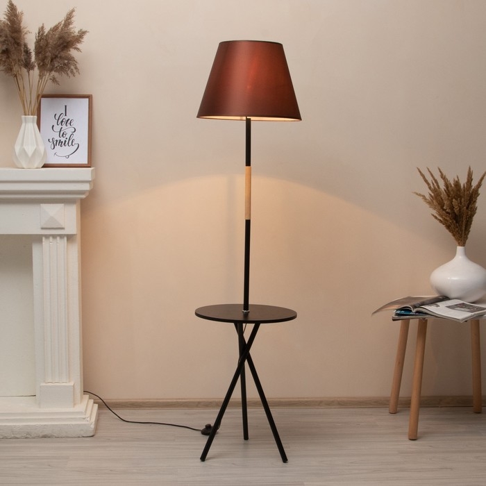 Торшер "Патрисиа" 1х15Вт Е27 со столиком черный/коричневый 40х40х157см