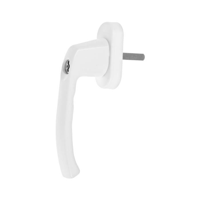 Ручка оконная, 38 мм, с замком, с кнопкой , металлическая, белая Ручка оконная, 38 мм, с замком, с кнопкой , металлическая, белая