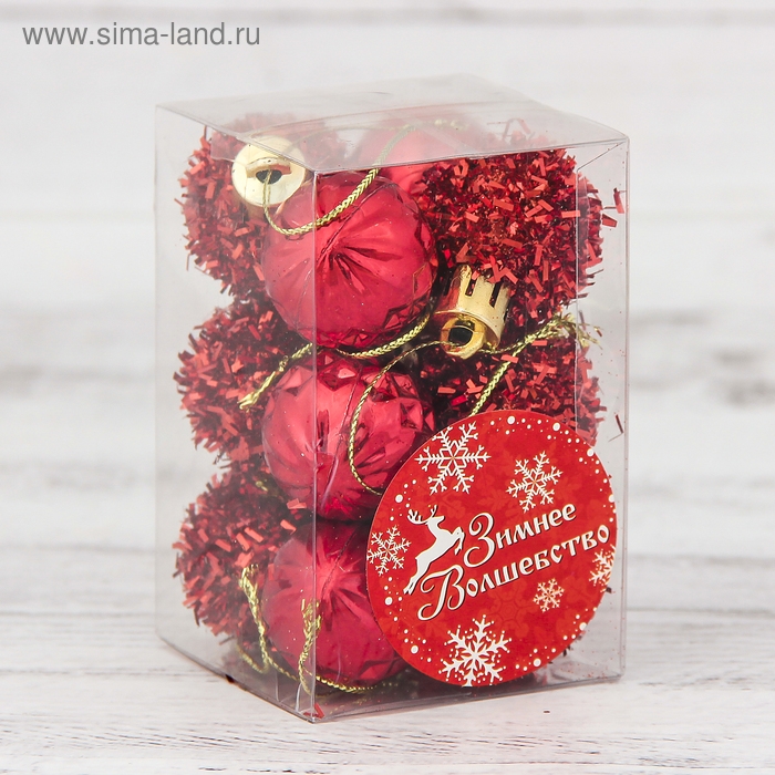 Набор шаров пластик d-2,5 см, 12 шт Набор шаров пластик d-2,5 см, 12 шт "Аррива" красный