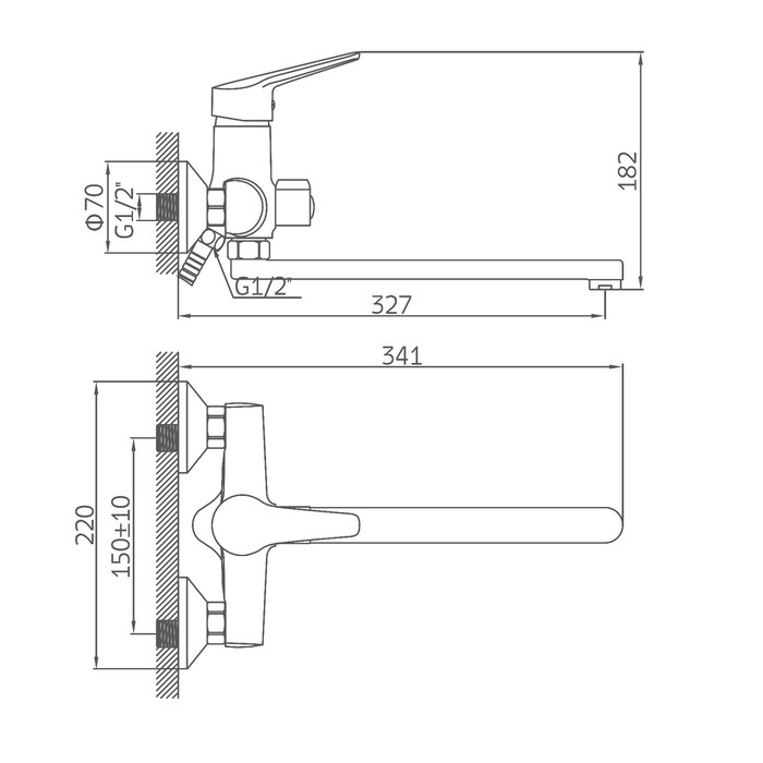 Cмеситель для ванны Accoona A7109, однорычажный, излив 300 мм, с душевым набором, хром Cмеситель для ванны Accoona A7109, однорычажный, излив 300 мм, с душевым набором, хром